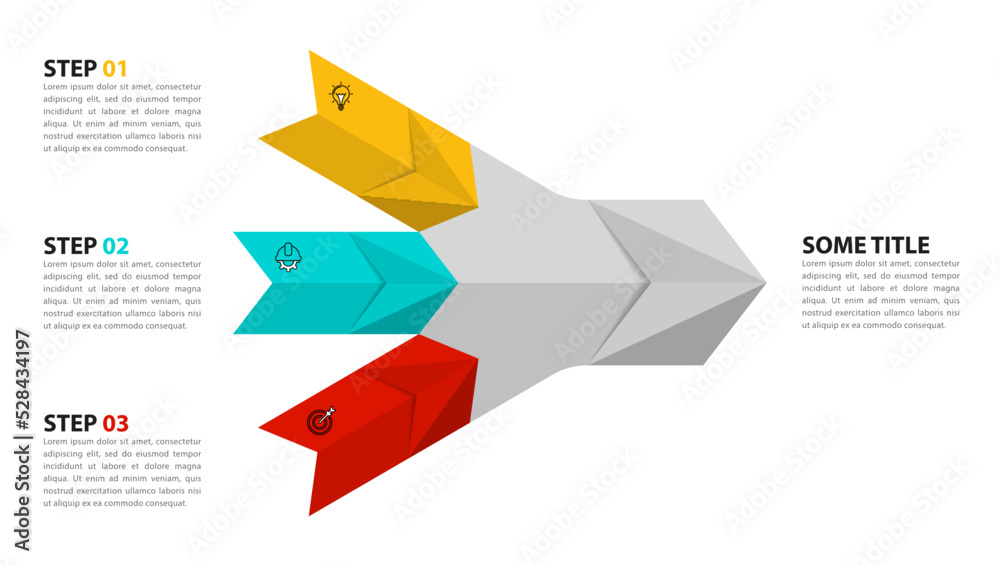 Infographic template. 3 arrows merging into one Stock Vector | Adobe Stock