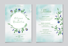 Wedding Invitation With Butterfly Pea Flower Watercolor