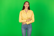 © Prostock-studio - Female Touching Aching Abdomen Suffering From Stomachache Pain, Green Background