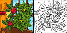 Christmas Poinsettia Coloring Page Illustration