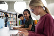 © ReeldealHD images - Portrait of an african american female high school student studying in a library