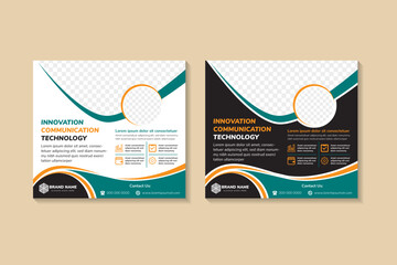 Poster - innovation communition technology banner invitation and social media post design template, business 