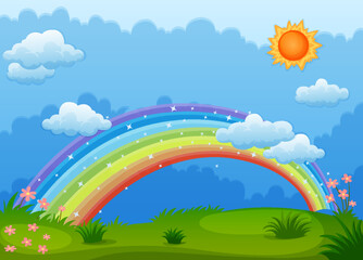 Sticker - Rainbow in the sky background