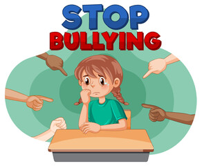 Canvas Print - Stop Bullying text with cartoon character