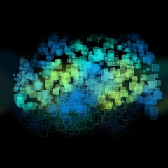Wall Mural - abstract geometric sphere of many square glittering in space explosion of confetti rounded square sp