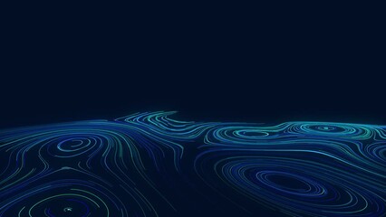 Poster - flow of colored particles. big data visualization. digital technology wave. futuristic cyberspace. a