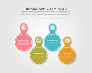 Wall Mural - infographic design with 4 steps for data visualization, diagram, annual report, web design, presentation. Vector business template