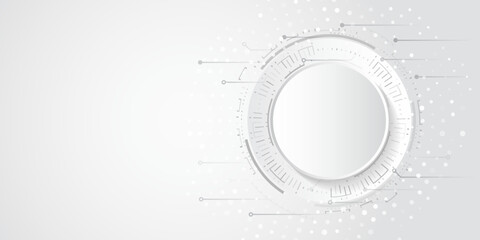 Digital internet communication in grey background. Wide Cyber security internet and networking concept. Hi-tech vector illustration with various technology elements. Abstract global sci-fi concept