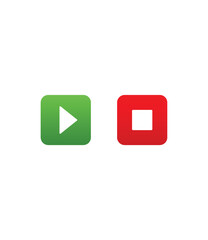 Leinwandbilder - Play and stop green and red button as UI design for video or music players. Vector illustration.