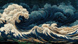 © Robert Kneschke - Japanese illustration of great ocean waves as wallpaper