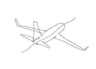 Canvas Print - Continuous line drawing of an airplane. Minimalism art.