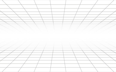 Fototapete - Perspective wireframe grid lines background design vector.