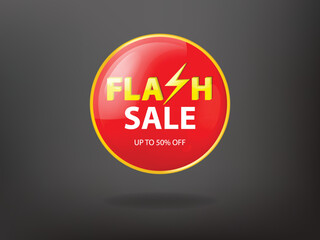 Wall Mural - flash sale glossy badge, sale tag banner, business digital marketing banner website with red badge d