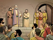 Biblical scene illustration. Prophet speaking to the early Christians.Illustration about prophet talking to the crowd in ancient Rome.