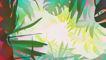 Wall Mural - 3D Animation - Looping animated background of an endless tunnel of jungle plants
