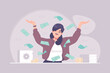 © ayunannas - happy business woman in money rain illustration