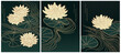 abstract art collection in asian style of water lily