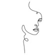 © Nitinan - Abstract poster with minimal woman face.One line drawing style.
