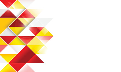 Fototapete - Triangular vector red white yellow geometric symmetrical background with space for your content.