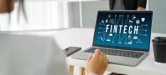 Poster - fintech financial technology software for modish business to analyze marketing strategy