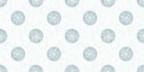 Wall Mural - Soft ice blue snow flake border pattern background. Simple minimal frost blur effect seamless banner backdrop. Festive cold holiday season ribbon trim edge.