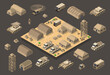 © AlexZel - Set of army armed troop isometric armed military transport objects