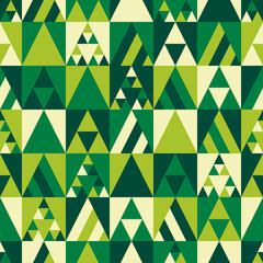 Wall Mural - Pine trees abstract pattern design for christmas holidays celebration.  Triangle and square seamless background.