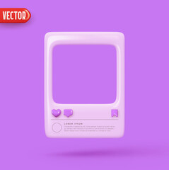 Aufkleber - Social Media Clean Empty Post Template. Purple Frame border of social networks. Realistic 3d design. Lilac Decorative element, for advertising banner and violet poster. Vector illustration