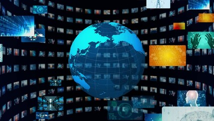 Poster - Global communication network concept. Image analysis. Digital transformation. AI (Artificial Intelligence).