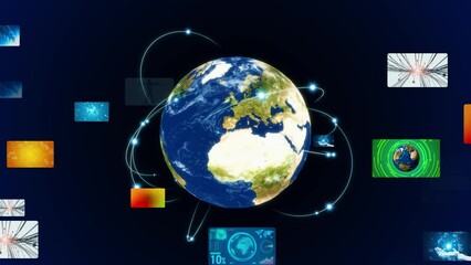 Poster - Global communication network concept. Image analysis. Digital transformation. AI (Artificial Intelligence).