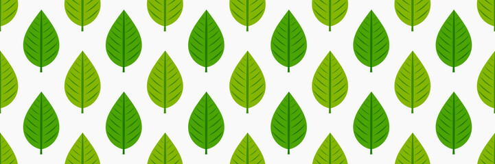 Wall Mural - Green leaves seamless pattern background.