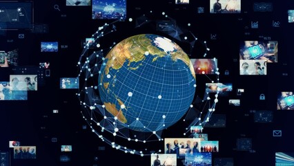Poster - Global communication network concept. Image analysis. Digital transformation. AI (Artificial Intelligence).