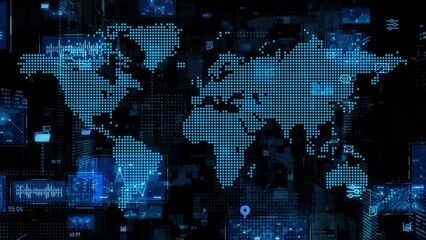 Aufkleber - World map and digital transformation concept.