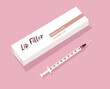 Cosmetology illustration with syringe and filler packaging for social media posts, posters, and templates.	