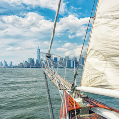 Wall Mural - New York City viewed from a sailboat