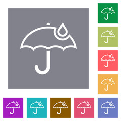 Sticker - Umbrella with single raindrop outline square flat icons