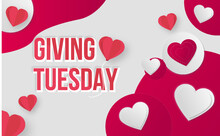 Giving Tuesday Text Message And Red Hearts In White Frame Free Vector