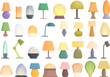 Nightlight icons set cartoon vector. Lamp light. Floor bulb