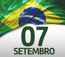 Square Banner Of Brazil Independence Day Celebration. Waving Flag .
