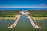 Fototapeta Bambus - Construction of a canal to the Baltic Sea on the Vistula Spit. Poland