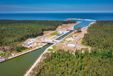 Fototapeta Bambus - Construction of a canal to the Baltic Sea on the Vistula Spit. Poland