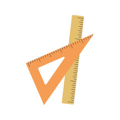 Rulers illustration. School supply flat design. Office element - stationery and art school supply. Back to school. Wooden triangle ruler and simple ruler icon - tool to measure length.