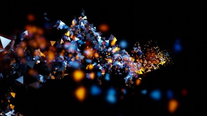 Poster - Flying through time and space. Design. Endless cosmic background with colorful stars or space dust and black universe.