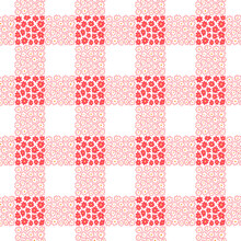 Vector Seamless Pattern With Flowers. Checkered Picnic Tablecloth