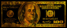 Golden Textured 100 US Dollar Banknote With Black Background