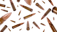  Falling cartridges on a white background