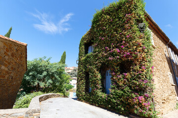 Wall Mural - The view of beautiful village in south of France, Bormes les mimosa village.