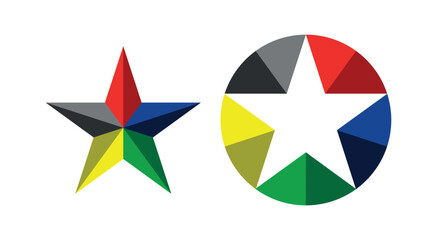 Sticker - star with fiv colors