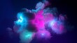 3d render, mystical cloud glowing with pink blue neon light from inside, abstract background