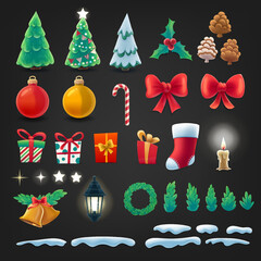 set of decoration icons for christmas